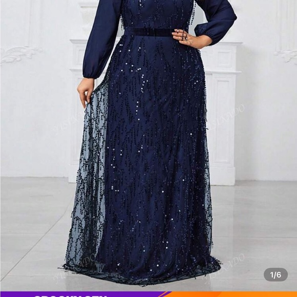 Women's Plus Size Navy Blue Sparkly Dress - Picture 1 of 5